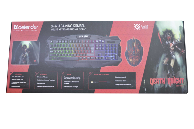 0607757 Игровой набор Defender Death Knight MKP-007 RU (клавиатура+мышь+коврик)