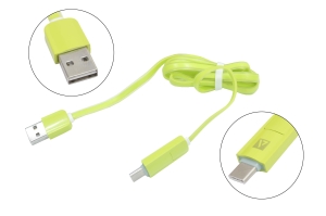 51013 Кабель ACD-Multi USB 2.0 AM--Micro + type-C, ACD-U914-CMG, 2в1 1.0м зеленый